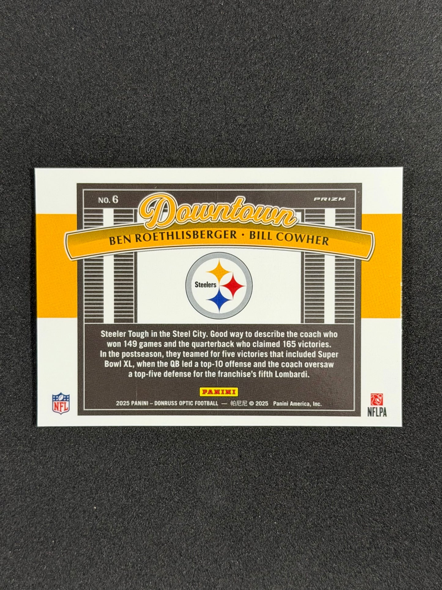 Ben Roethlisberger / Bill Cowher #6 2025 Panini Donruss Optic Downtown Duo