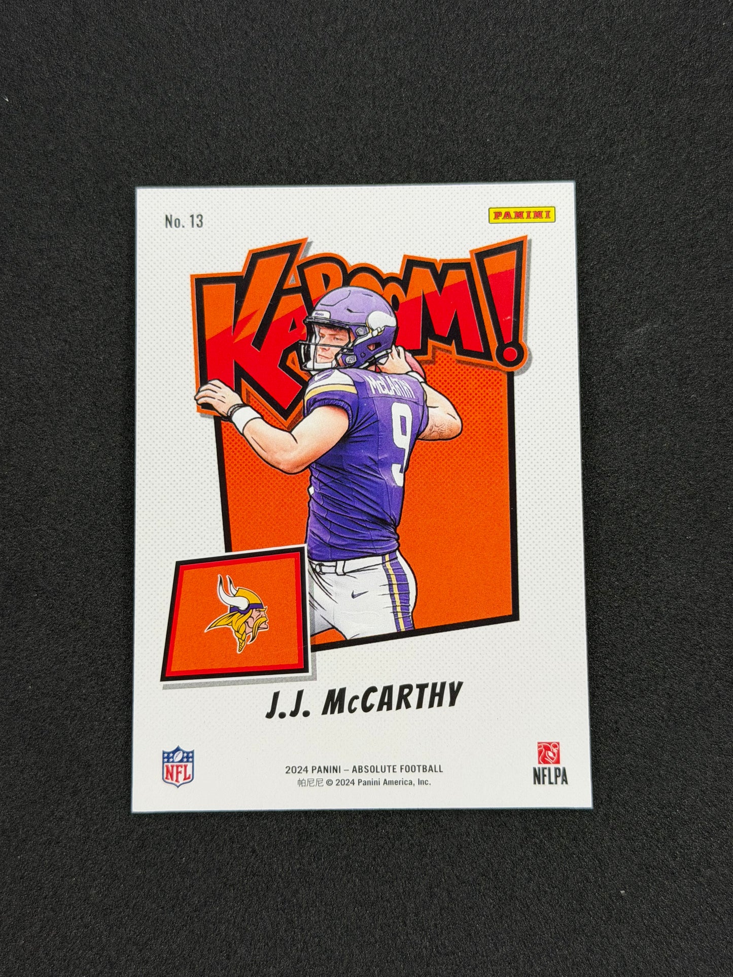 J.J. McCarthy #13 2024 Panini Absolute Kaboom Horizontal