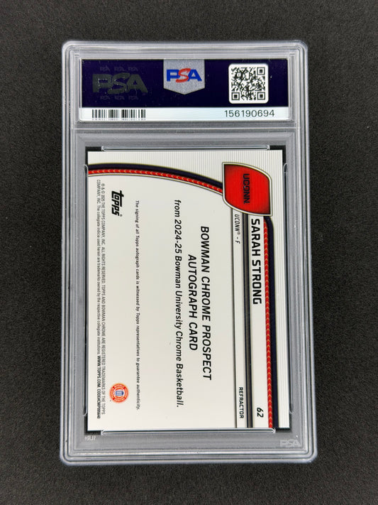 2024 Bowman Chrome U Sarah Strong #62 1st Refractor Auto PSA 10