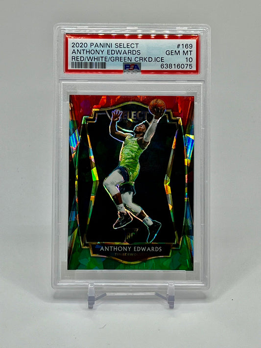 2020 Select Anthony Edwards Red/White/Green Cracked Ice PSA 10