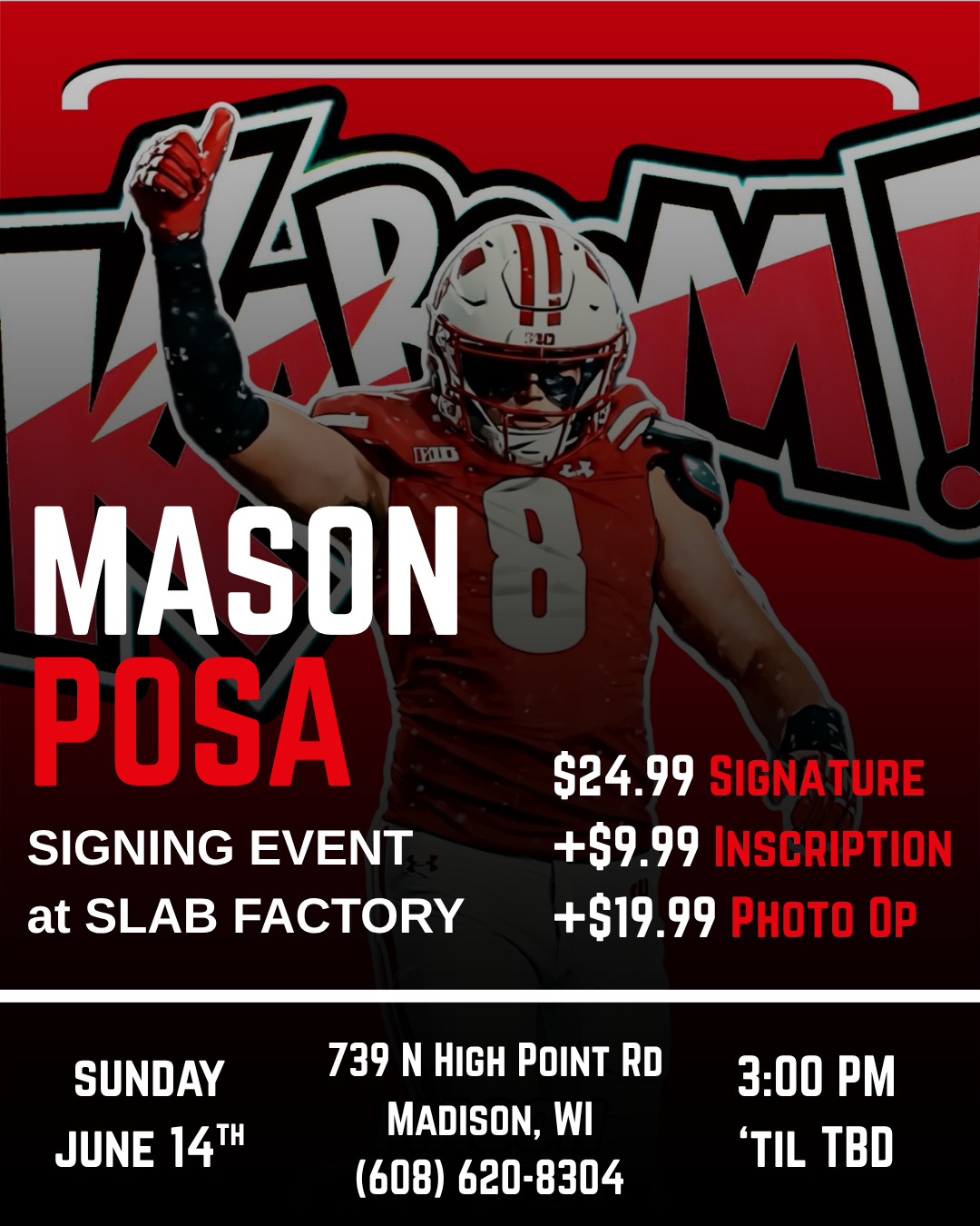 Mason Posa 6/14 Signing Ticket