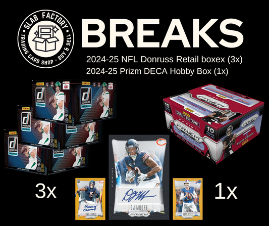 24-25 NFL Break - 3x Donruss Retail boxes, 1x Prizm Deca Hobby Box