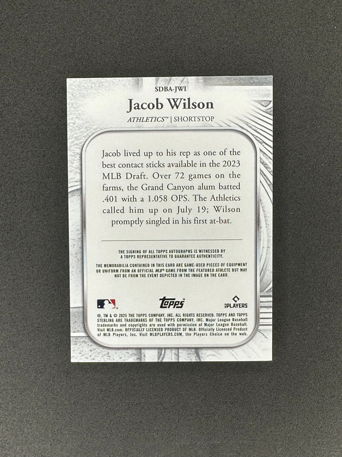 2025 Topps Sterling Jacob Wilson SDBA-JWI RPA #/25