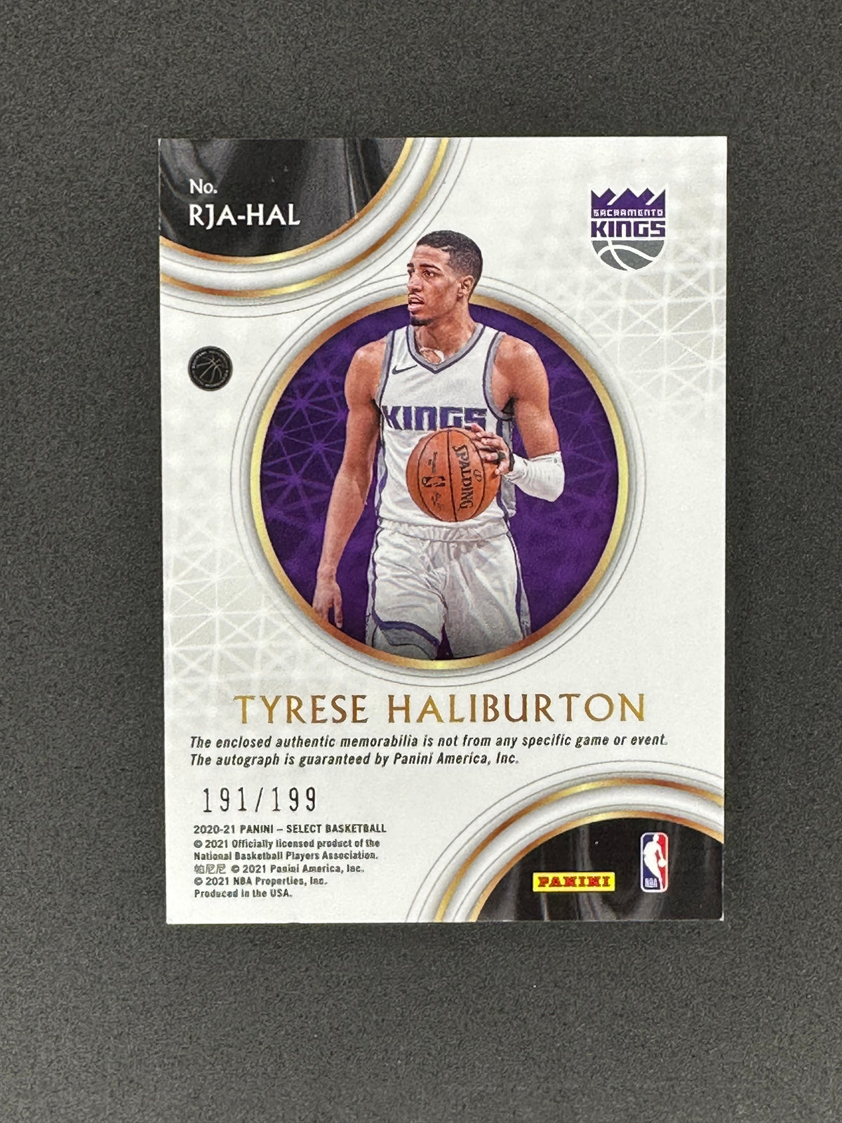 2020 Panini Select Tyrese Haliburton RJA-HAL RPA #/199