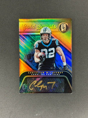 2019 Panini Gold Standard Christian McCaffrey Gold Scripts GS-CMC Auto #/49