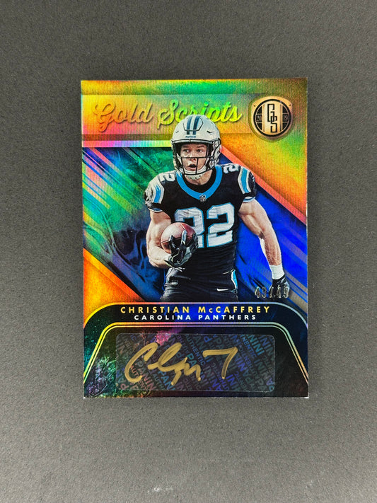 2019 Panini Gold Standard Christian McCaffrey Gold Scripts GS-CMC Auto #/49
