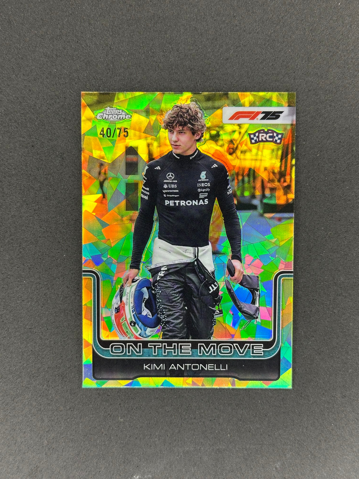 2025 Topps Chrome Kimi Antonelli #185 Yellow Sapphire #/75