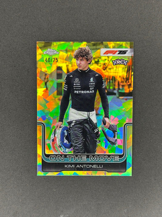 2025 Topps Chrome Kimi Antonelli #185 Yellow Sapphire #/75