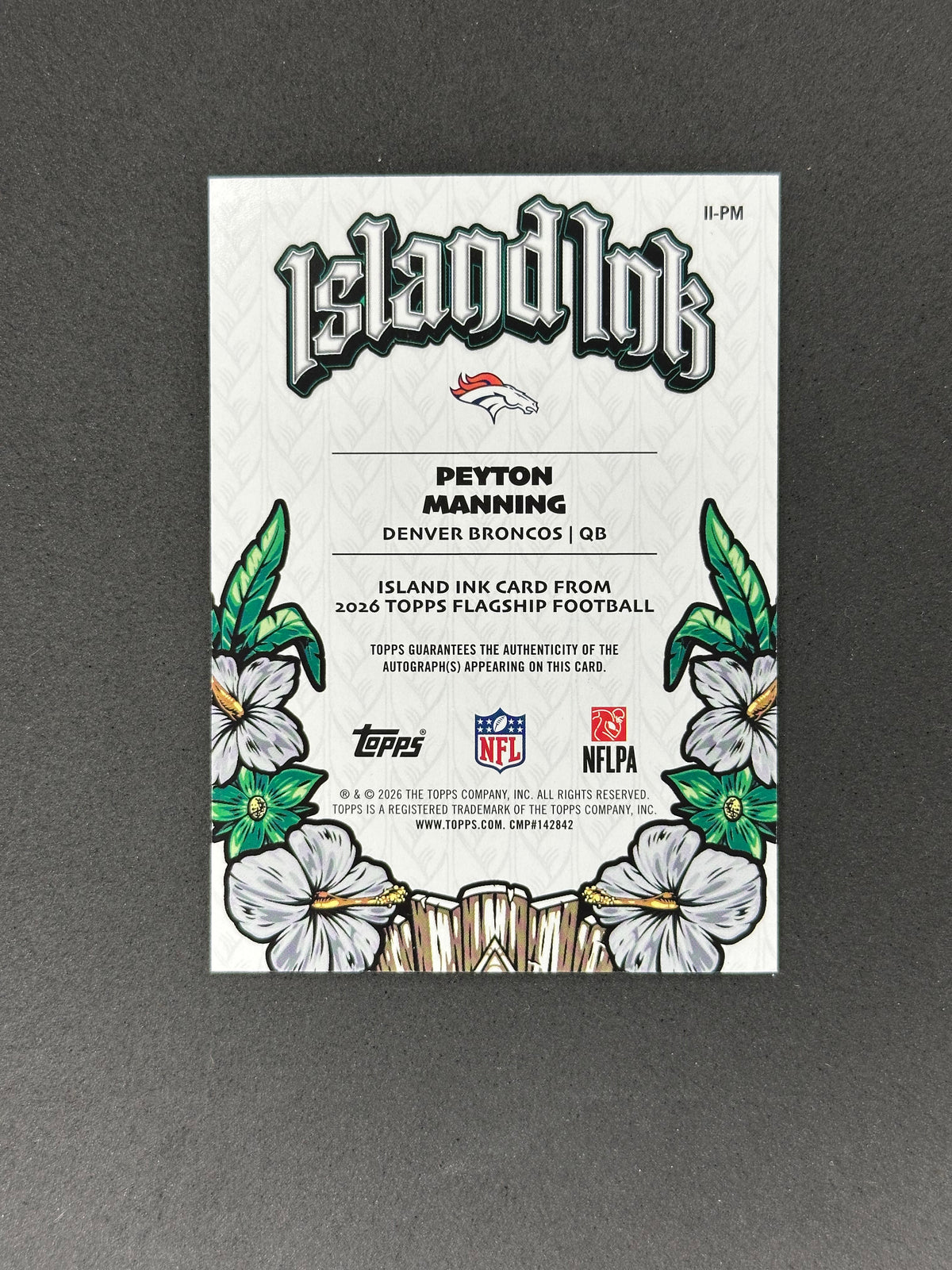 2026 Topps Flagship Peyton Manning II-PM Island Ink Auto #/99