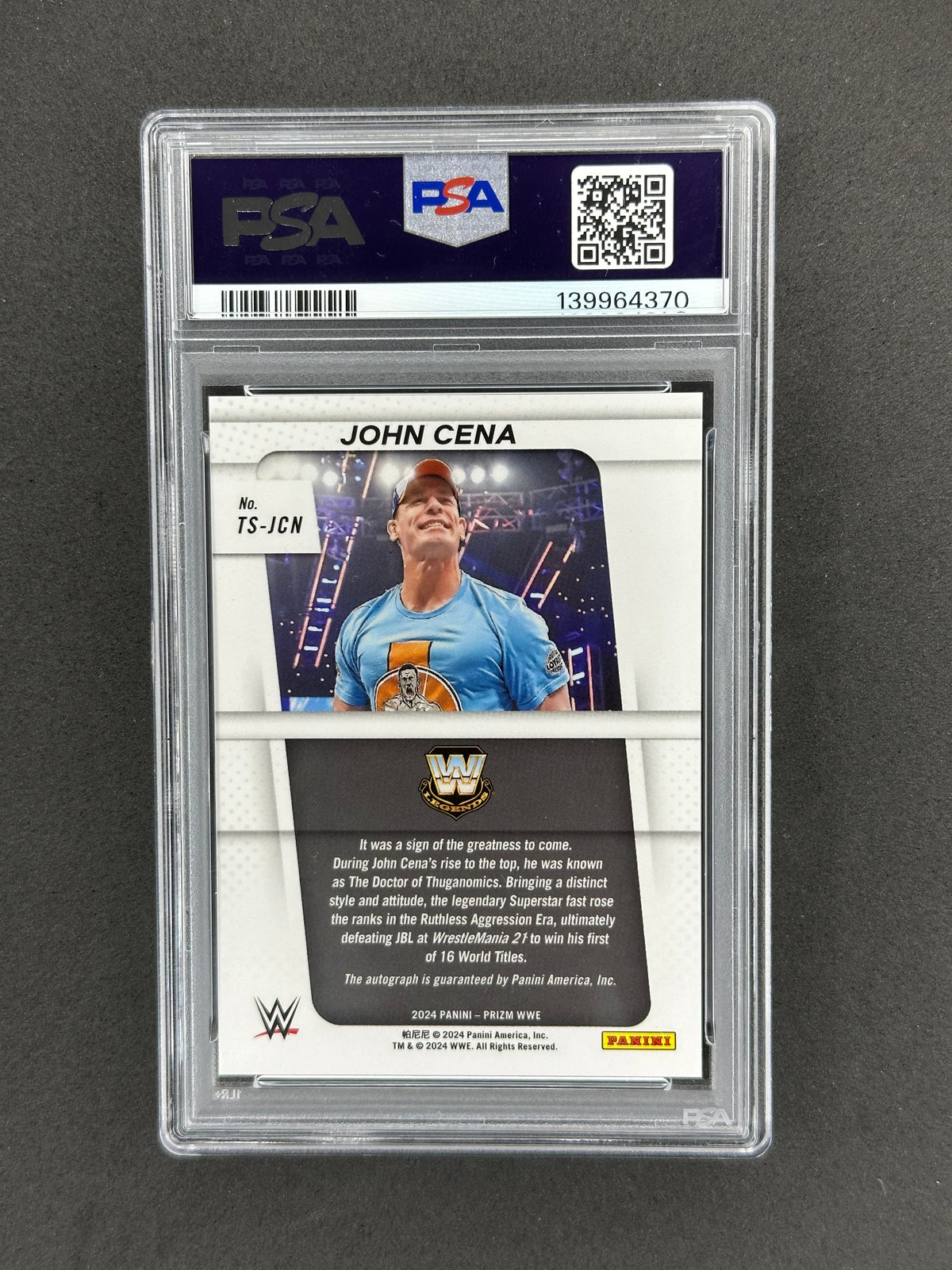 2024 Panini Prizm WWE John Cena TS-JCN Throwback Signature PSA 10