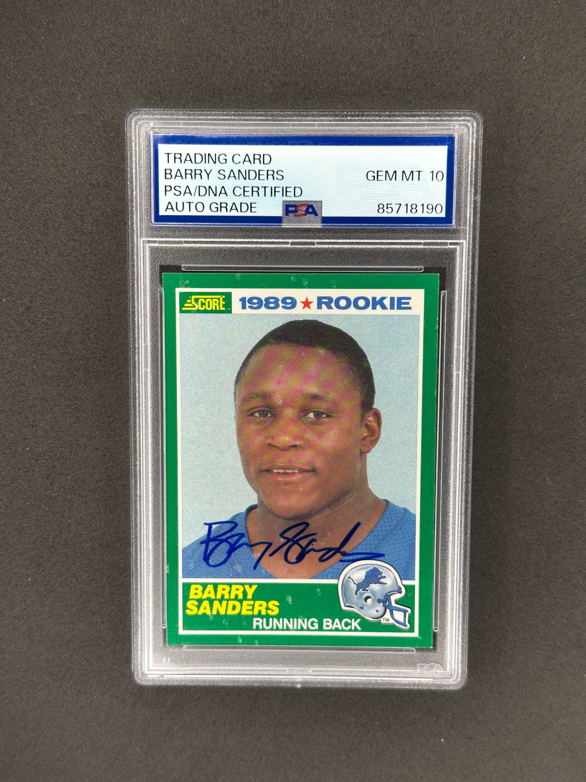 1989 Score RC Barry Sanders #257 Auto Grade Gem MT 10