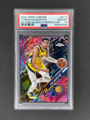 2025 Topps Chrome Tyrese Haliburton #GT-5 Go Time Magenta Refractor #/399 PSA 10