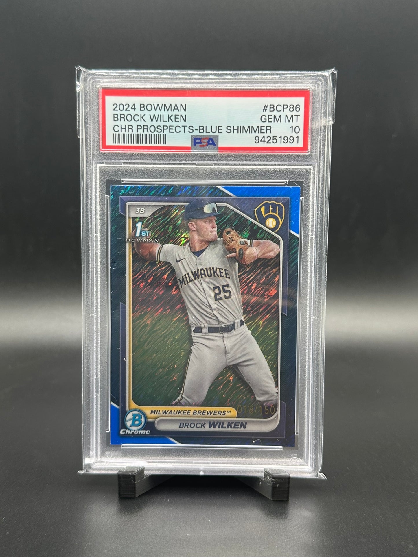 Brock Wilken Bowman 1st Blue Shimmer PSA 10