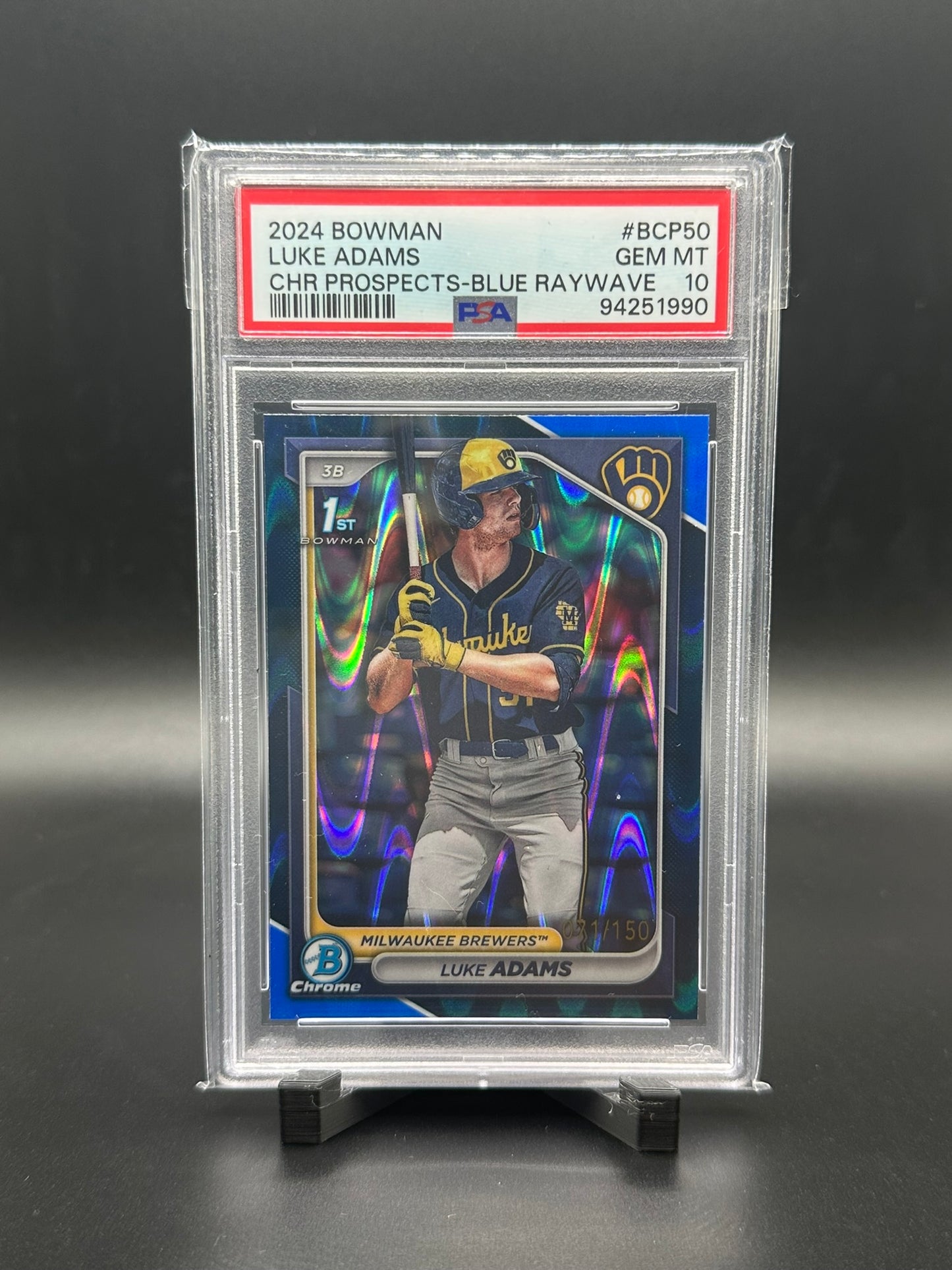 Luke Adams Bowman 1st Blue Raywave PSA 10