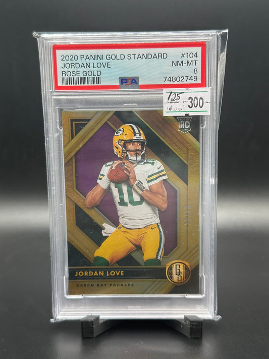 Jordan Love Gold Standard Rose Gold 25/25 PSA 8