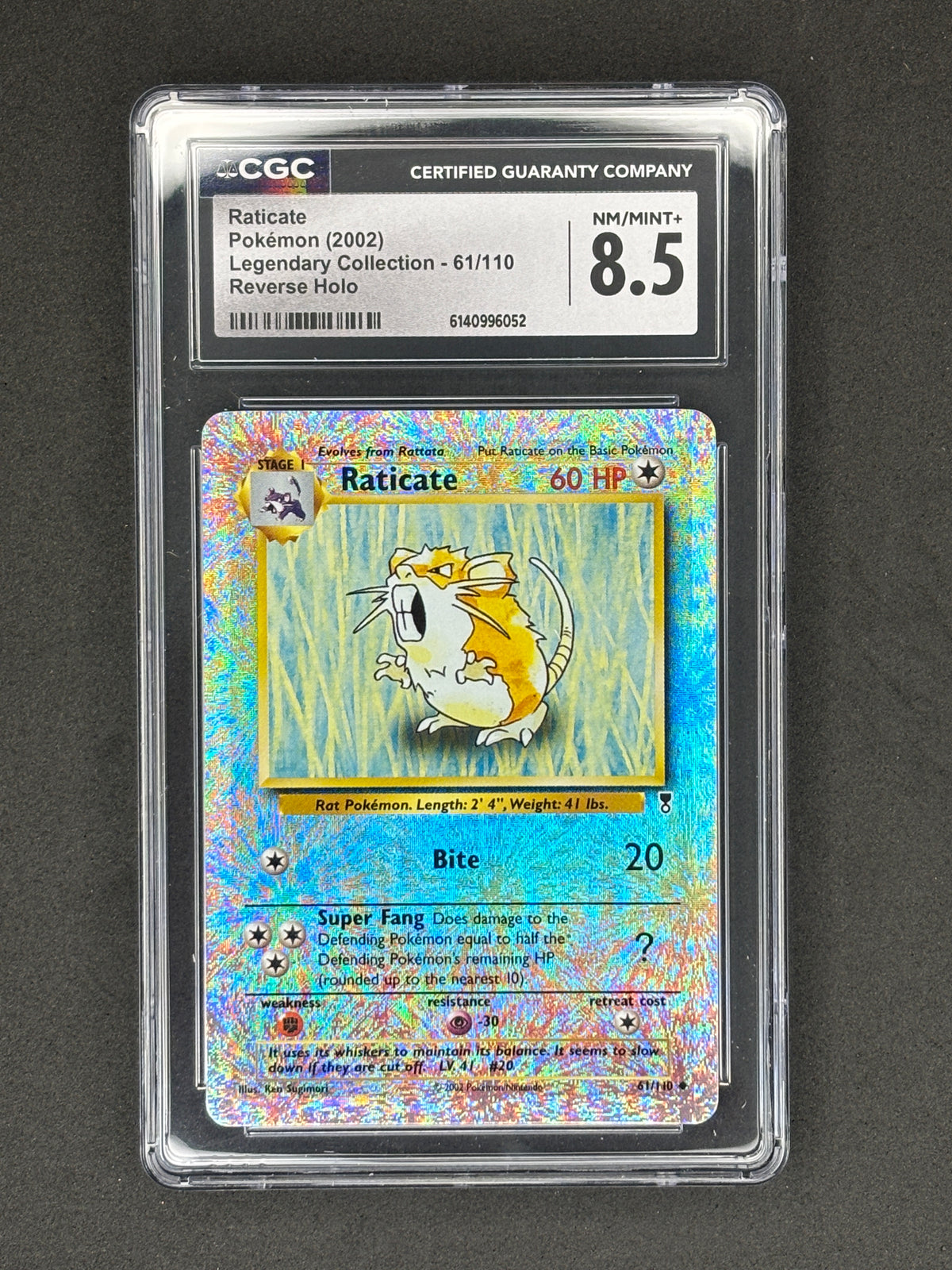 CGC 8.5 Raticate Legendary Collection Reverse Holo