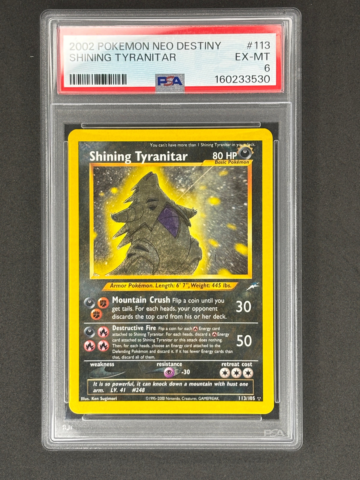 Shining Tyranitar #113 Neo Destiny PSA 6