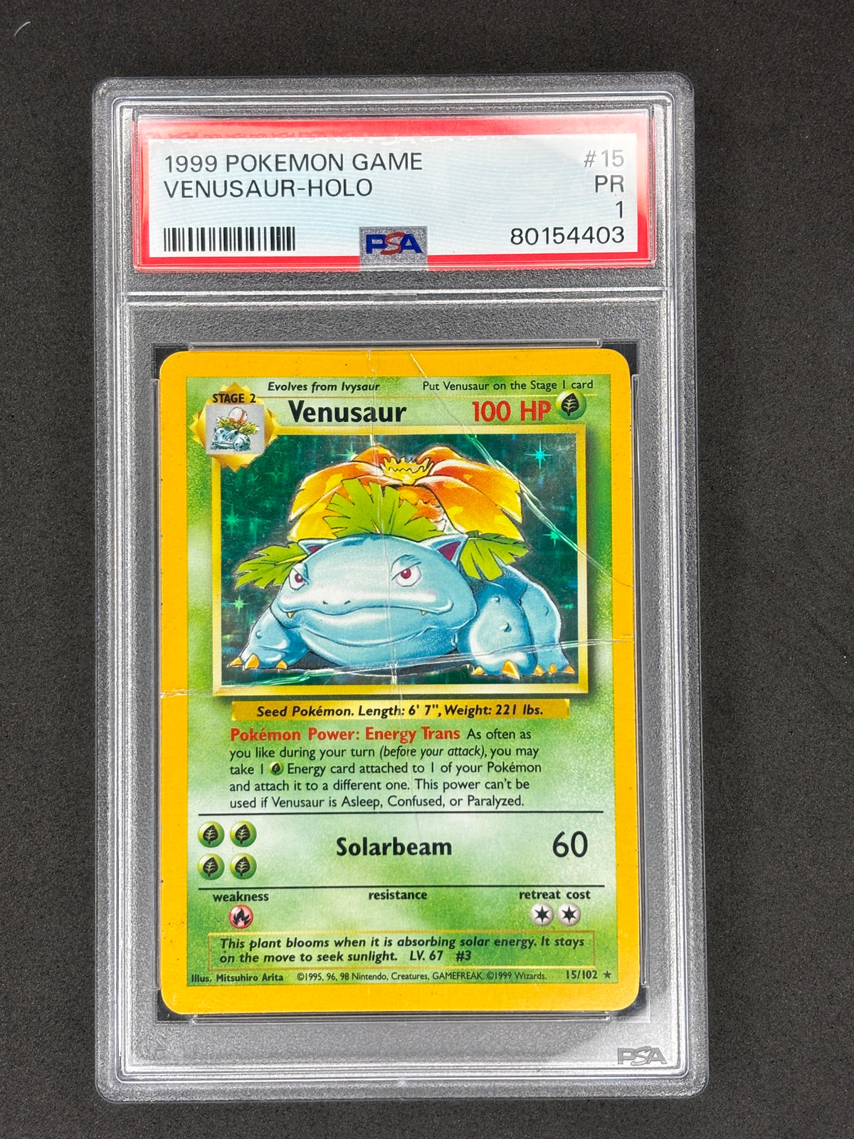 PSA 1 Venusaur Holo # 15 Base Set