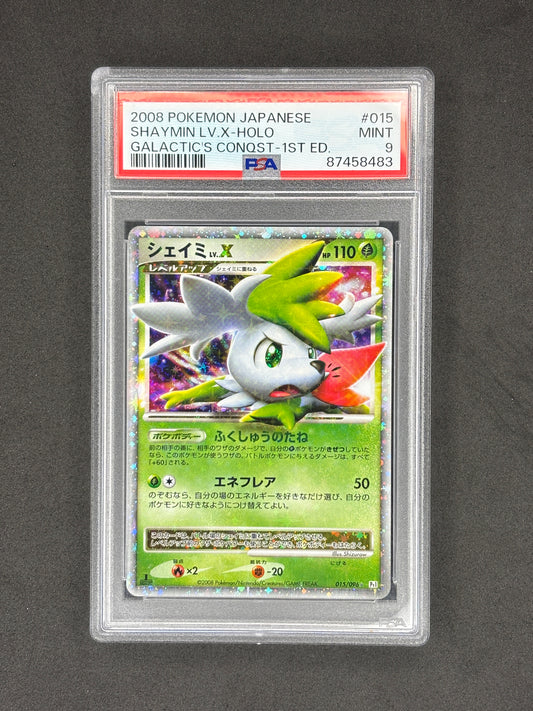 PSA 9 Shaymin Lv. X 1st Edition Japanese Galactic's Conquest