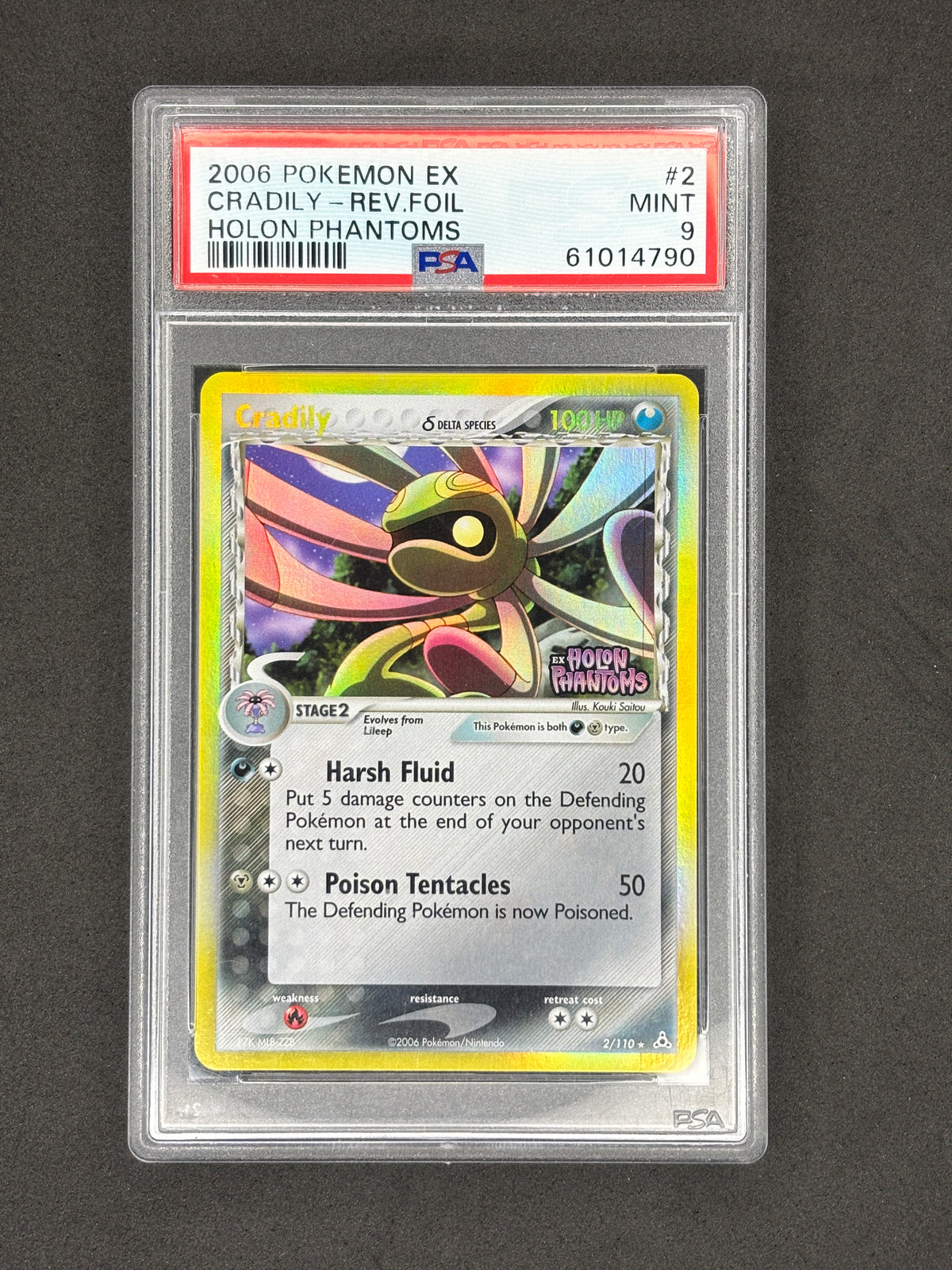 PSA 9 Cradily Delta Species Reverse Holo # 2 Holon Phantoms