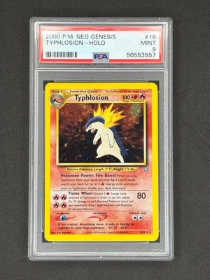 PSA 9 Typhlosion Holo # 18 Neo Genesis SWIRL