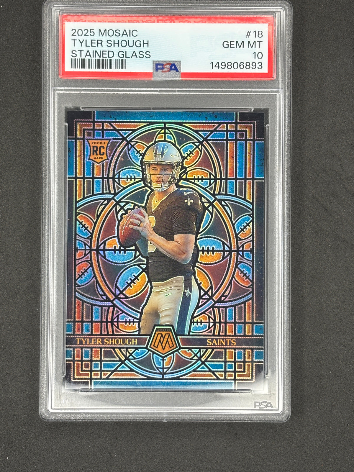 PSA 10 2025 Mosaic Tyler Shough #18 Stained Glass