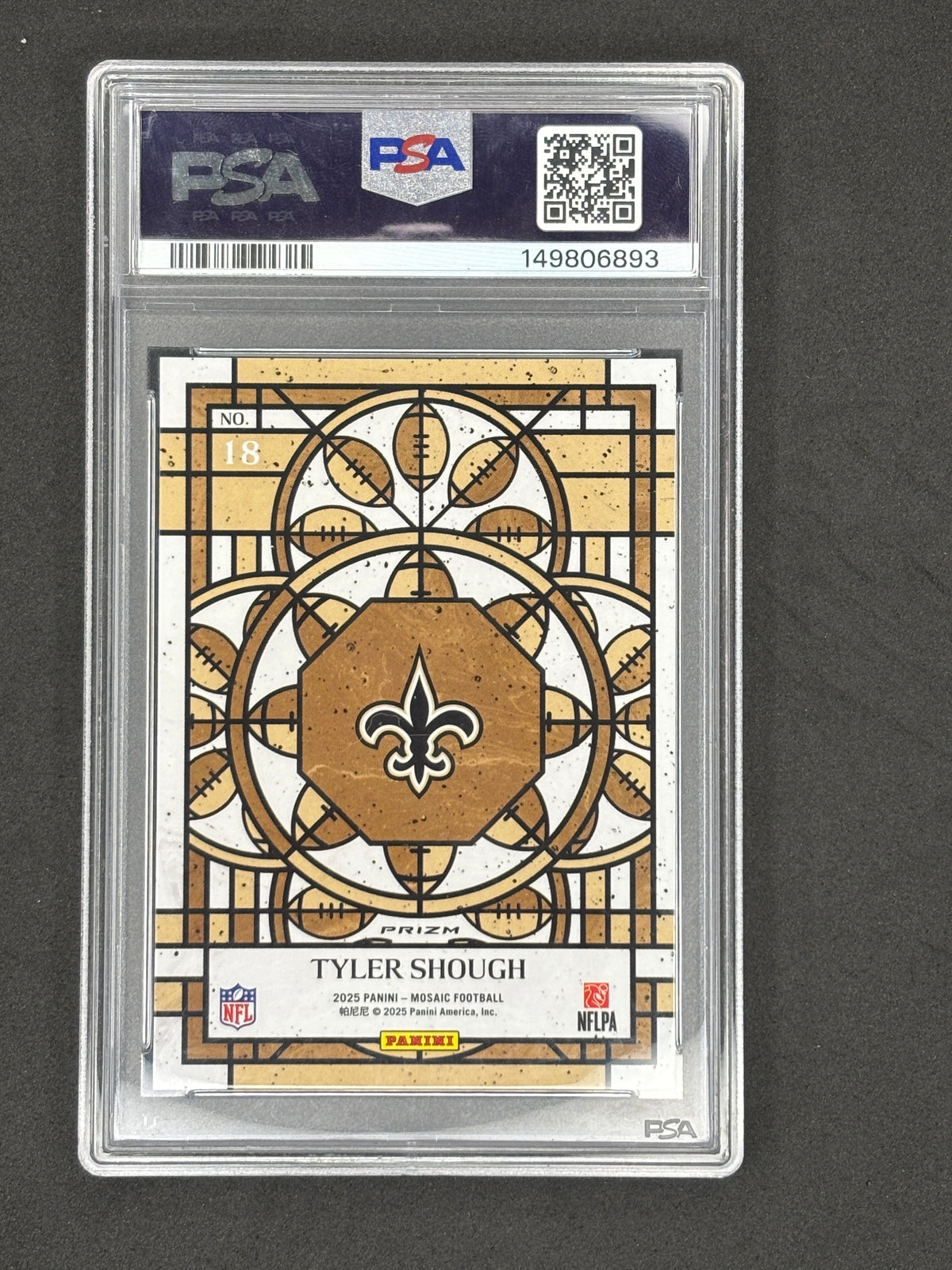 PSA 10 2025 Mosaic Tyler Shough #18 Stained Glass