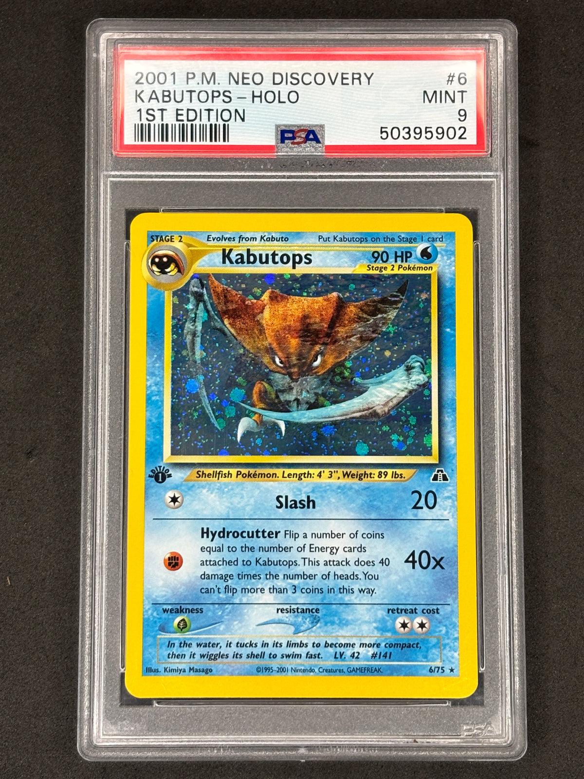 PSA 9 Kabutops 1st Edition Neo Discovery Holo #6