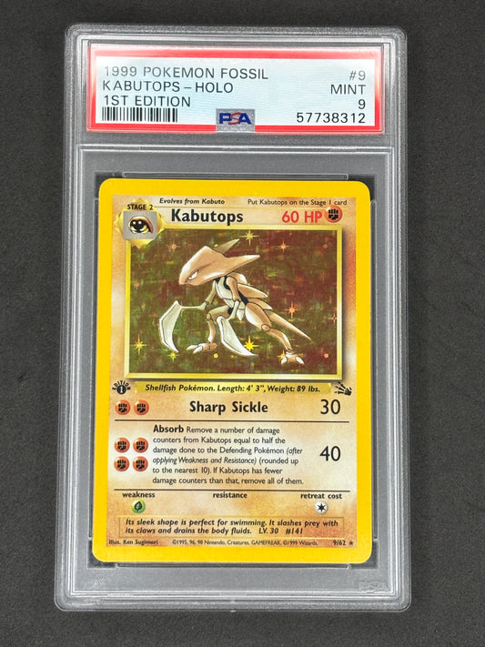 PSA 9 Kabutops 1st Edition Holo Fossil #9