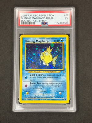 PSA 3 Shining Magikarp Double Holo Error Neo Revelation #66