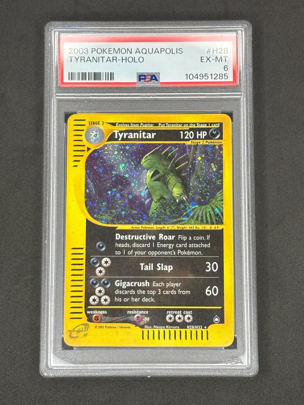 PSA 6 Tyranitar Holo Aquapolis #H28
