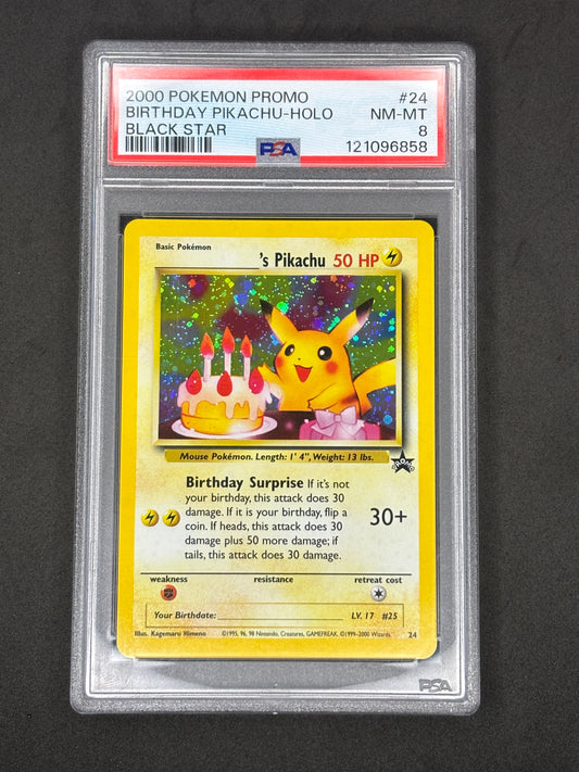 PSA 8 Birthday Pikachu Black Star Promo #24
