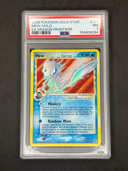PSA 7 Mew Gold Star Holo EX Dragon Frontiers #101