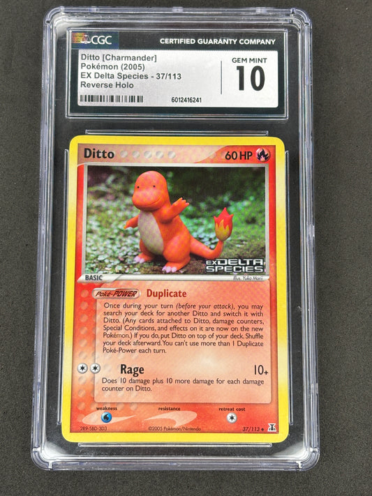 Ditto (Charmander) Reverse Holo EX Delta Species 37/113 CGC 10