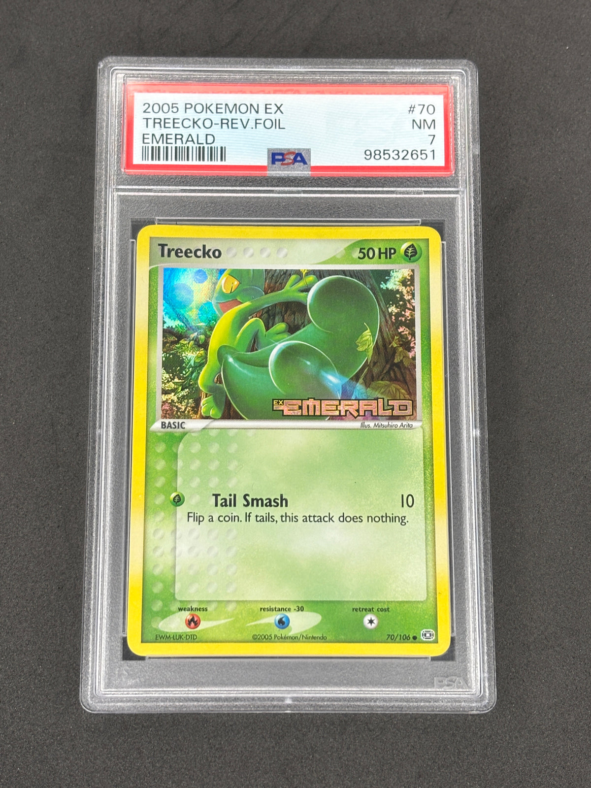 2005 Treecko Reverse Holo EX Emerald PSA 7