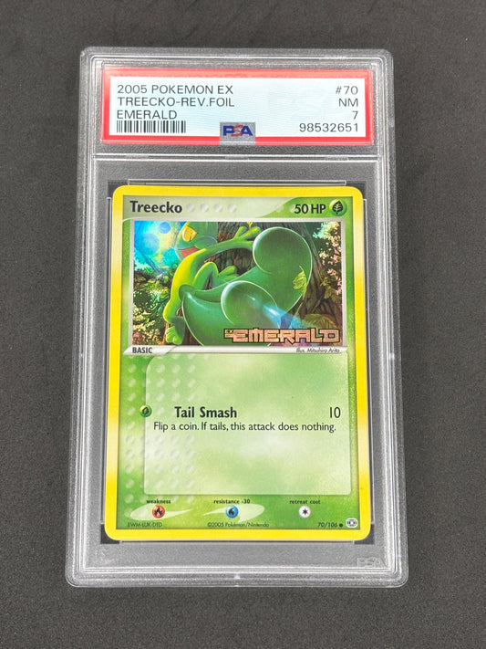 2005 Treecko Reverse Holo EX Emerald PSA 7