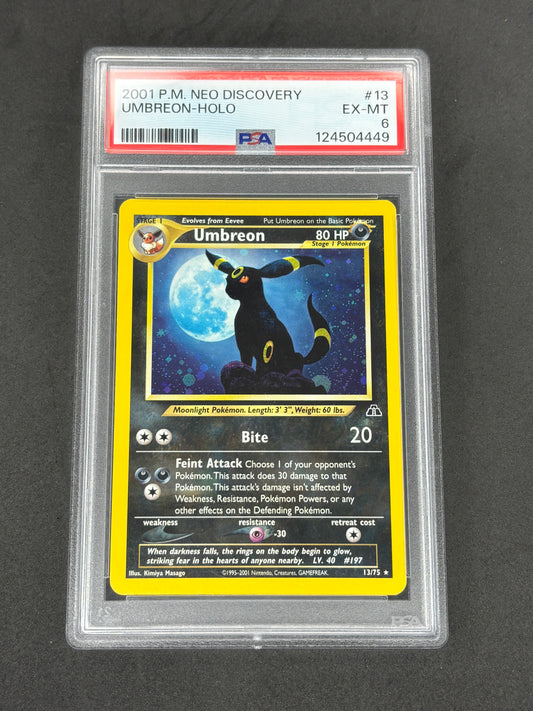 2001 Umbreon Holo #13 Neo discovery PSA 6