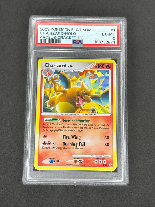 2009 Charizard Platinum Arceus Cracked Ice Holo #1 PSA 6