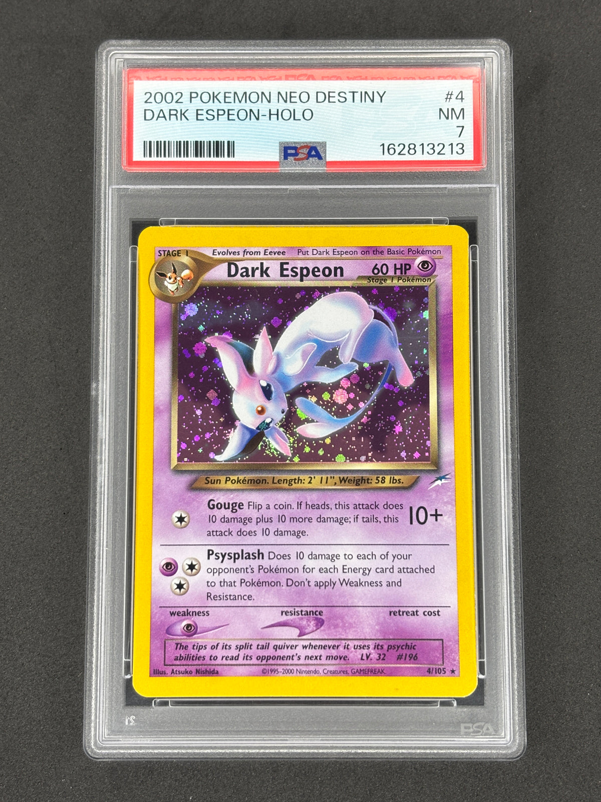 2002 Pokemon Dark Espeon Holo #4 Neo Destiny PSA 7