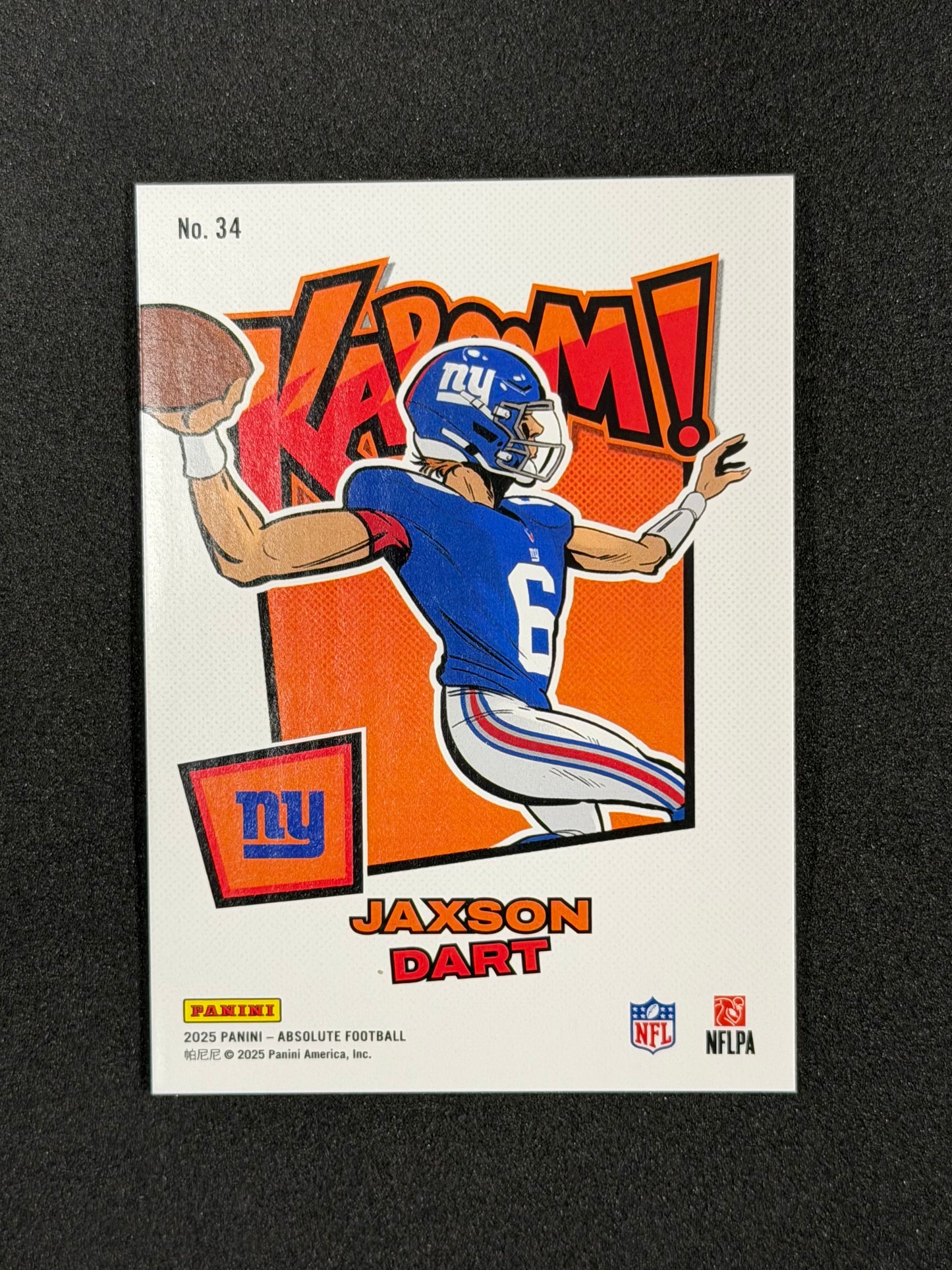 Jaxson Dart #34 2025 Panini Absolute Kaboom Horizontal