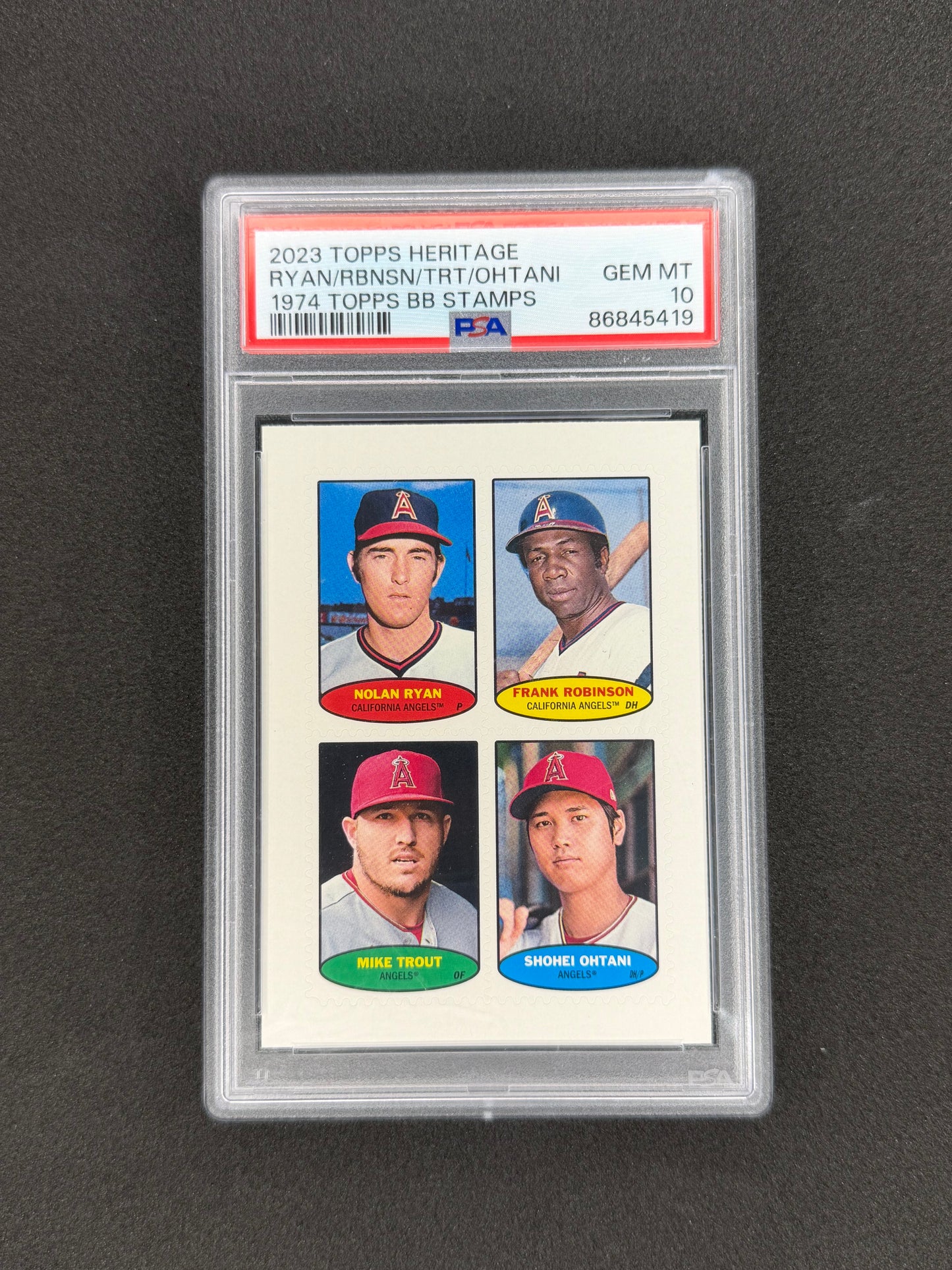 Ryan, Robinson, Trout, Ohtani 2023 Topps Heritage 1974 Stamps PSA 10