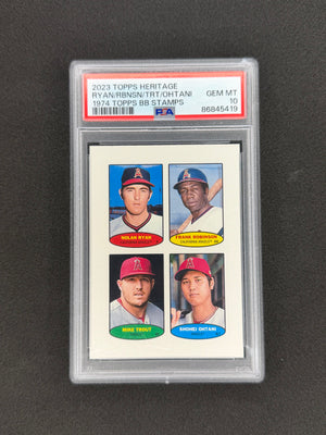 Ryan, Robinson, Trout, Ohtani 2023 Topps Heritage 1974 Stamps PSA 10