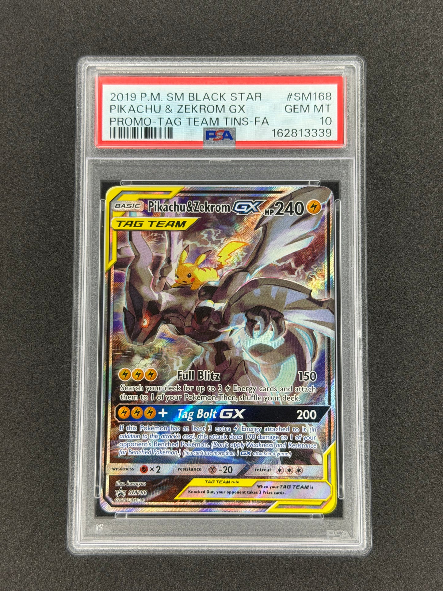 Pikachu & Zekrom GX #SM168 Pokemon Promo PSA 10