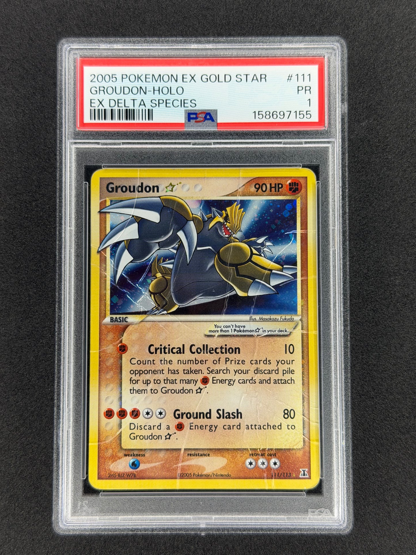 Groudon [Gold Star] #111 Pokemon Delta Species PSA 1