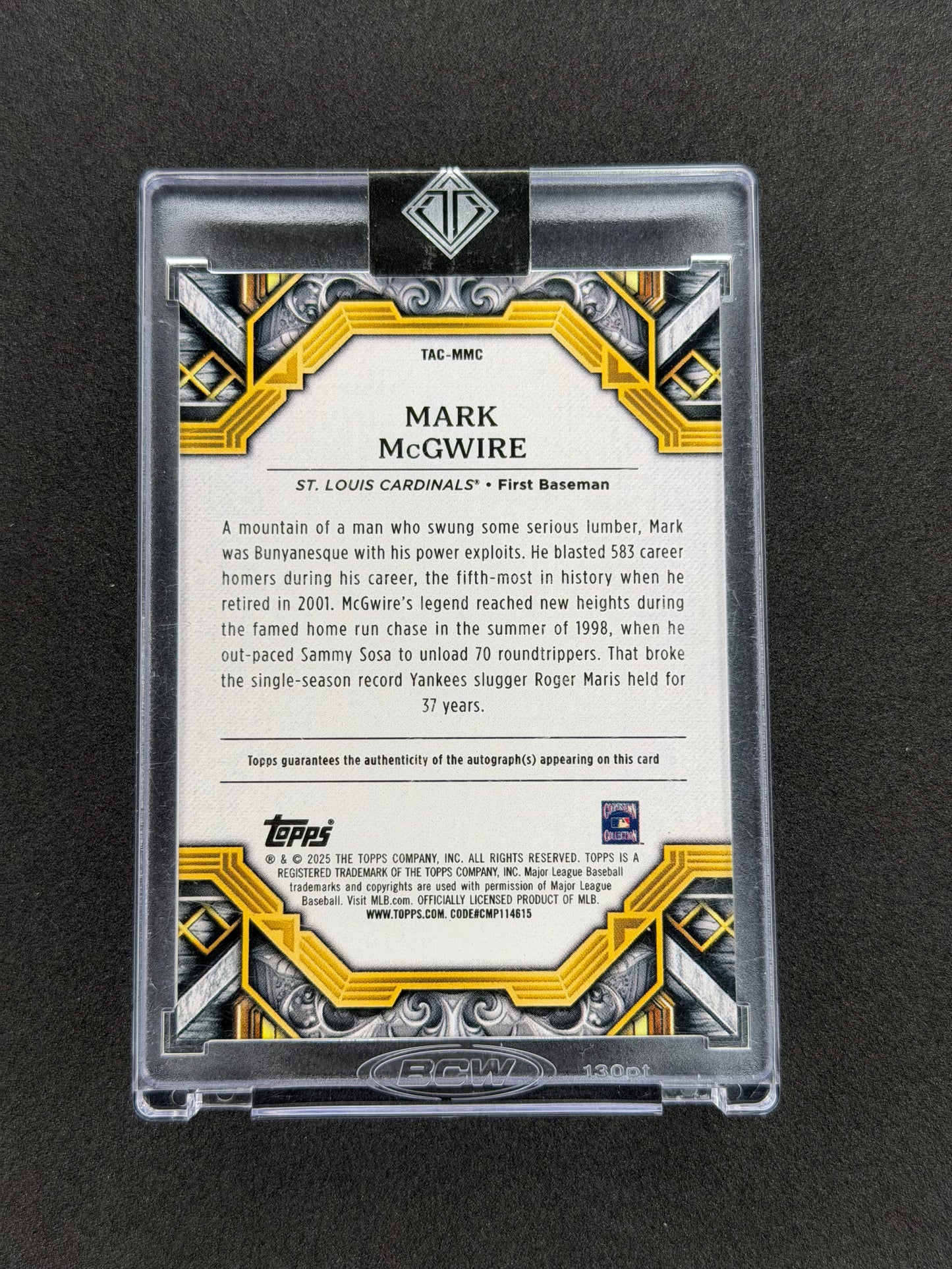 Mark McGwire [Blue] #TAC-MMC 2025 Topps Transcendent Auto #/10