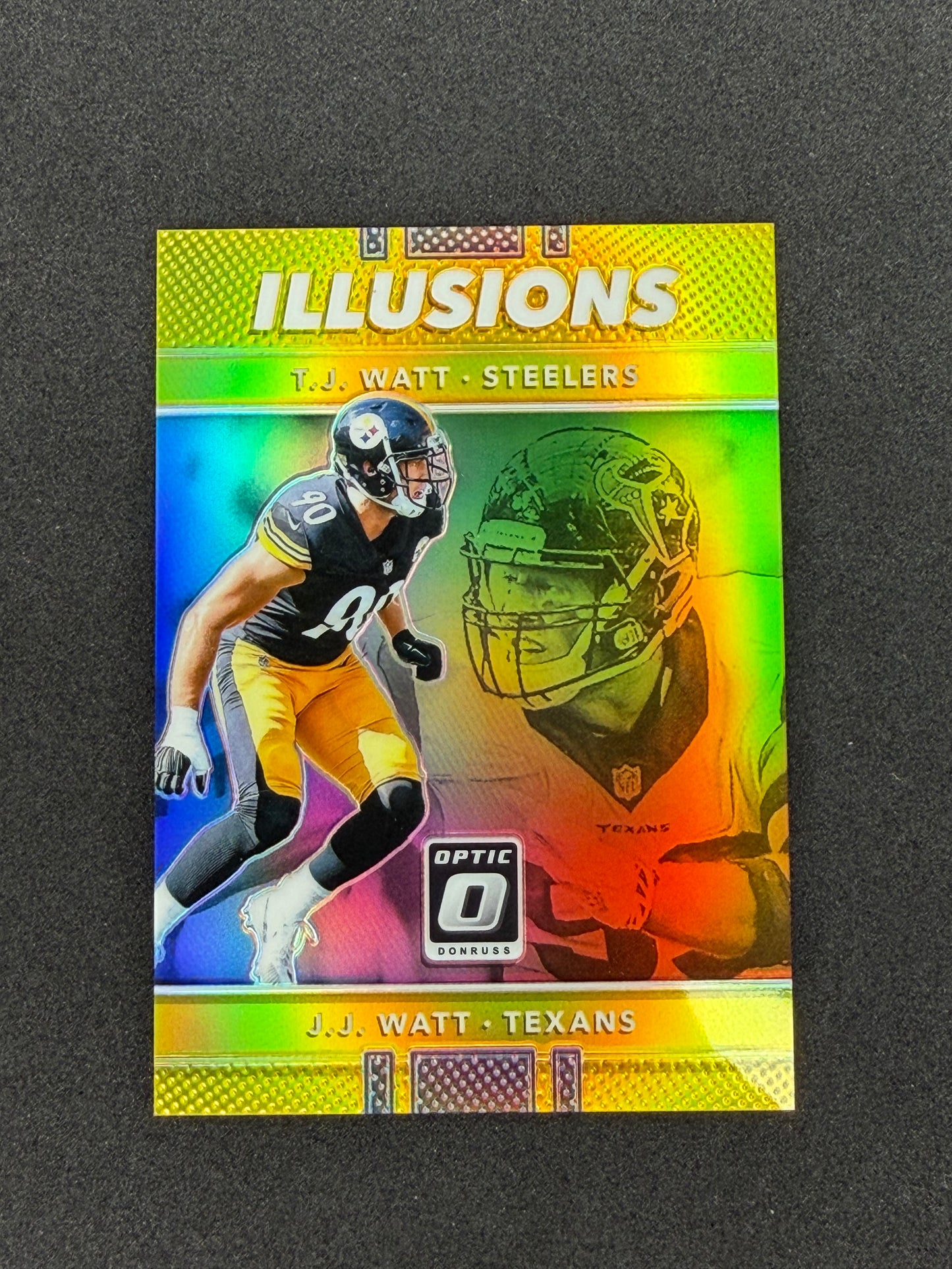 JJ Watt, TJ Watt #27 2017 Panini Donruss Optic Illusions GOLD #/10