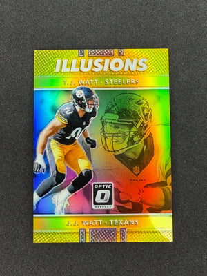 JJ Watt, TJ Watt #27 2017 Panini Donruss Optic Illusions GOLD #/10