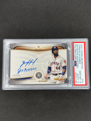 2021 Topps Definitive Yordan Alvarez Inscribed Auto "Go Astros" #/50 PSA 10/10
