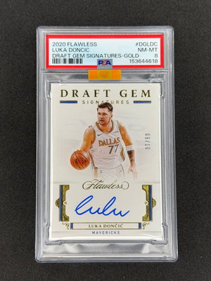 2020 Flawless Luka Doncic Draft Gem Signatures Gold #/10 PSA 8 MBA GOLD
