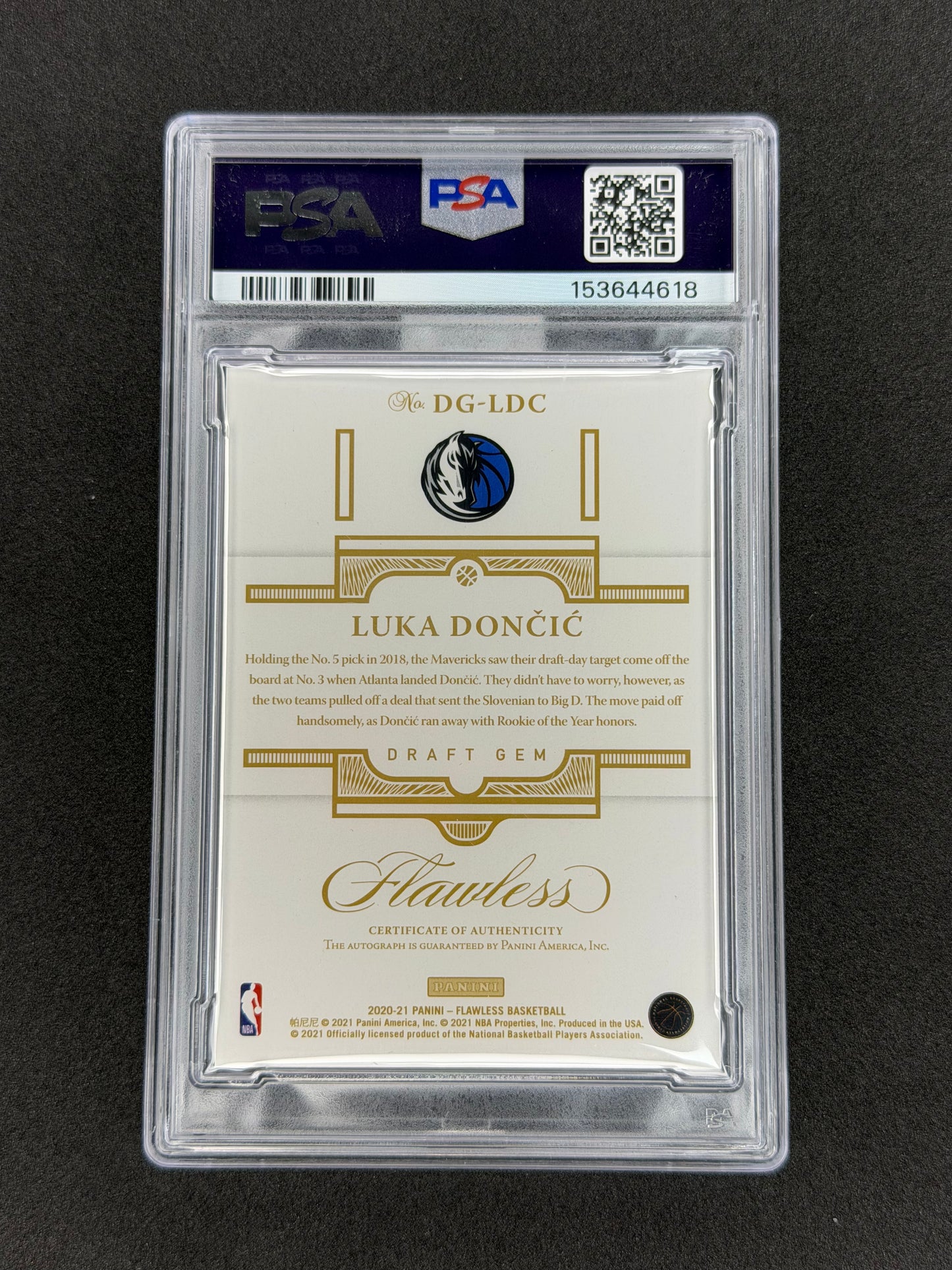 2020 Flawless Luka Doncic Draft Gem Signatures Gold #/10 PSA 8 MBA GOLD